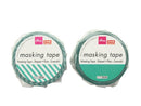 マスキングテープ（ストライプ×無地、エメラルド）
